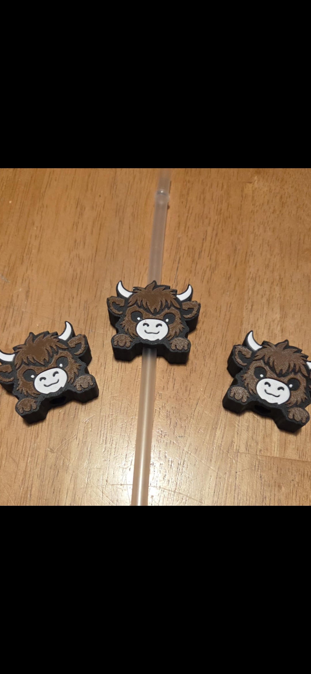 Highland brown cow straw toppers