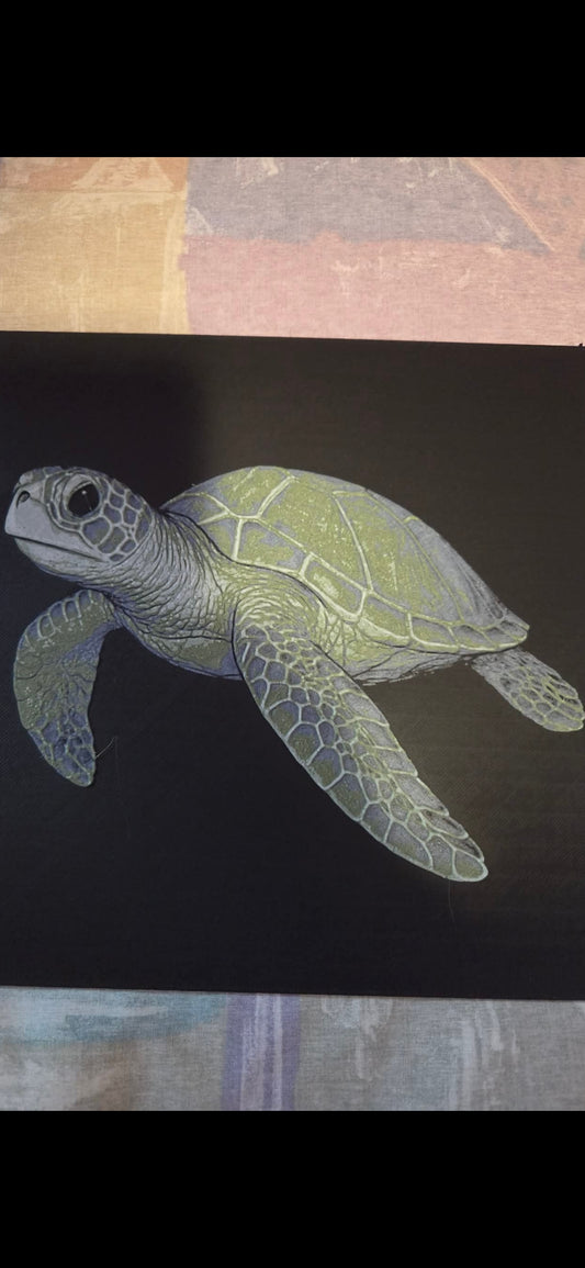 Sea turtle 3d art green
