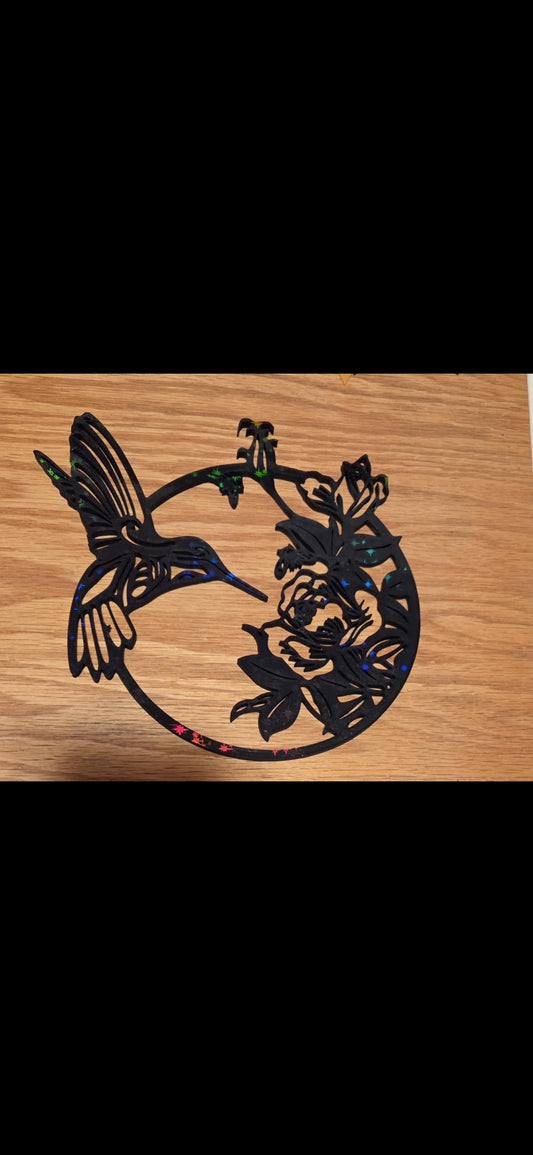 Hummingbird rose stainglass
